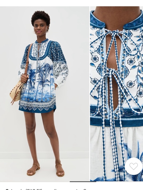 FARM Rio Dresses & Skirts - FARM Rio Blue and White Printed Tie-Front Mini Dress